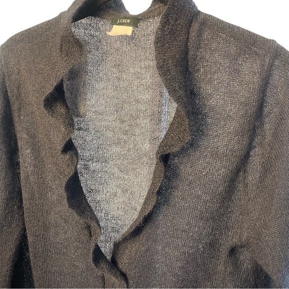 Abercrombie & Fitch Slate Blue/Gray Mohair Blend Cardigan, Ruffle Trim Buttons L - Picture 3 of 8